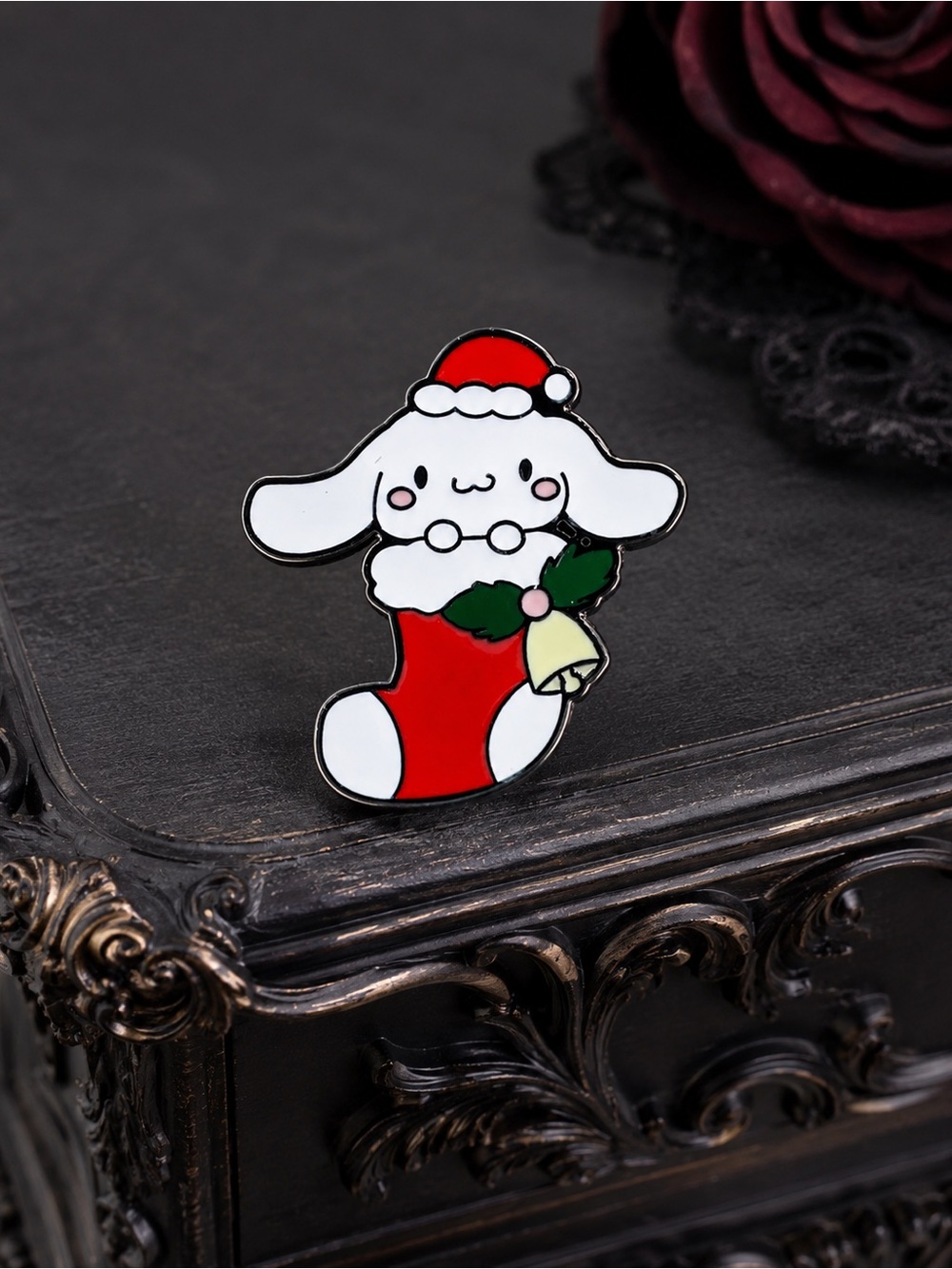 Cinnamoroll Christmas Stocking Pin Brooch Holiday NWT
